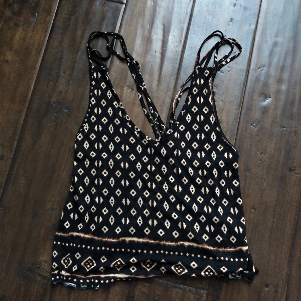 forever 21 crop top vneck with criss cross back